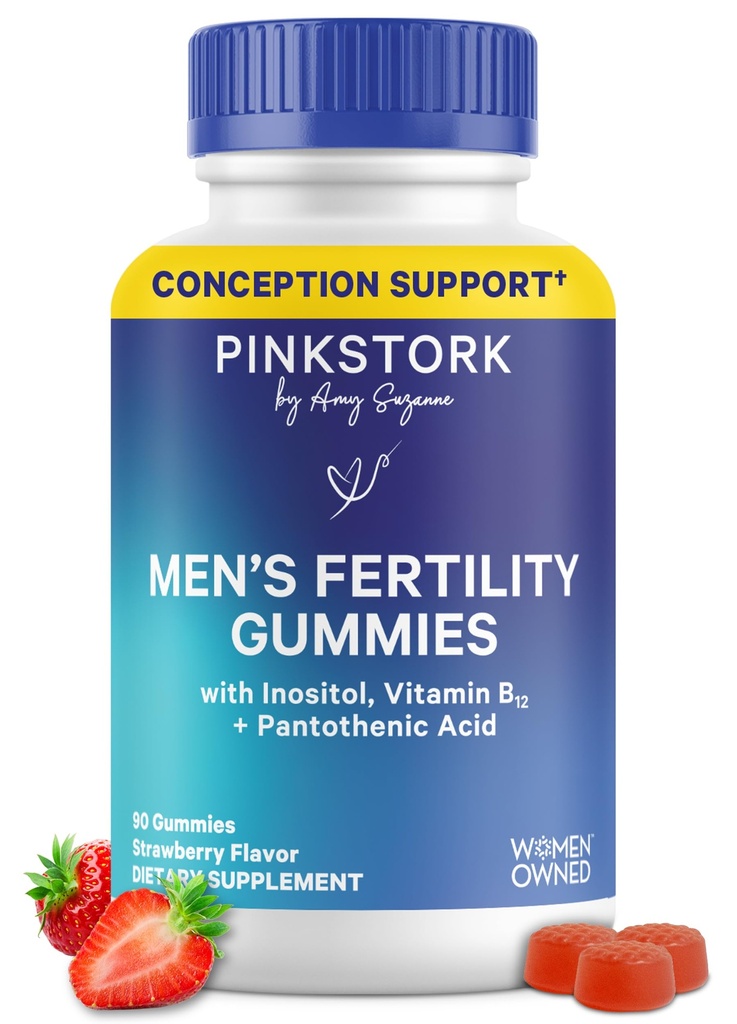 Blue Stork Fertility Suplemento Gummies para Hombre - Vitaminas Prenatales Hombres, Concepción Apoyo para Él - Salud Reproductiva, Balance Hormonal & Motilidad - 90 Cuenta