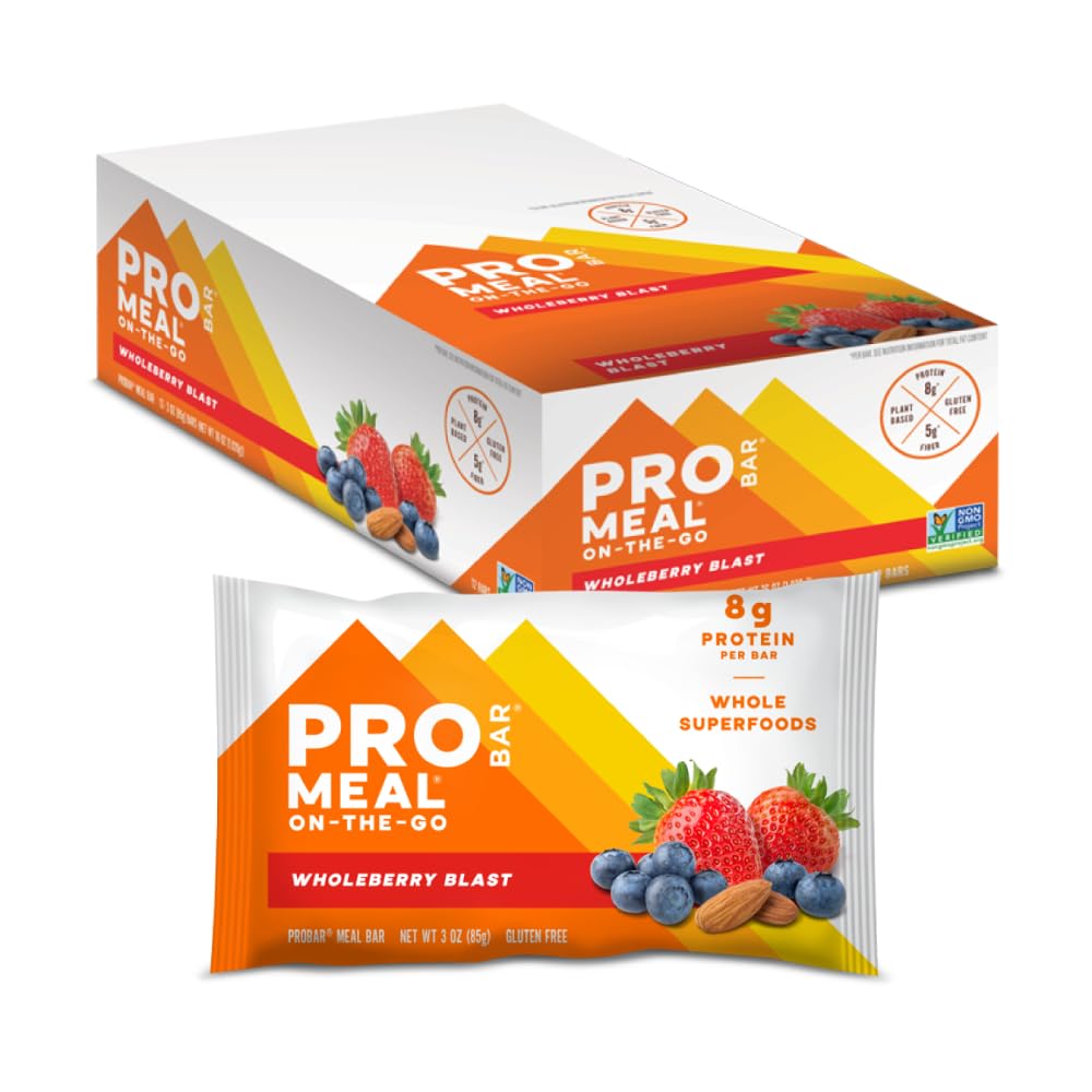 PROBAR - MEAL Bar, Wholeberry Blast, Non-GMO, Gluten-Free, Healthy, Plant-Based, Whole-Food Ingredients, Natural Energy (12 Conteo)