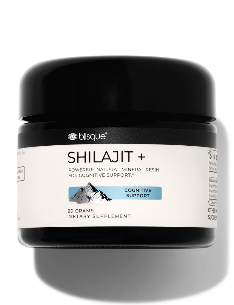 Blisque - Puro Himalayan Orgánica Shilajit Resin Suplemento Silencio para el Apoyo Cognitivo Silencio con Bacopa Orgánica y Gotu Kola ← Auténtico y Natural ← 60 Gramos