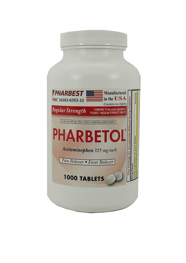 Pharbest Acetaminophen 325 mg 1000 Conteo