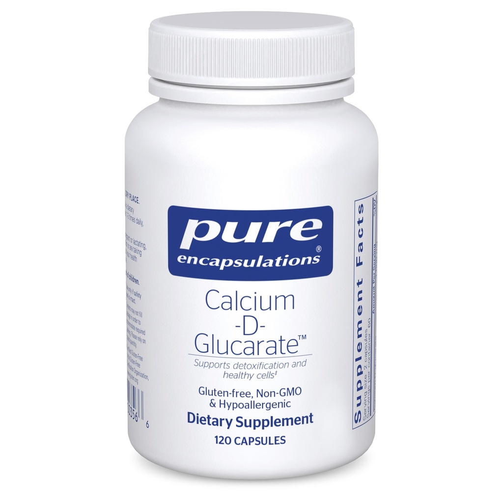 Pure Encapsulations Calcium-D-Glucarate ← Suplemento para apoyar la salud celular en el hígado, los pulmones, el pecho y el colon* Ø 120 Capsules