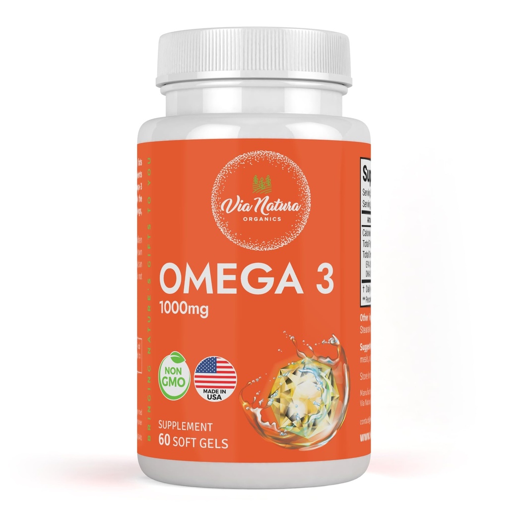 Omega 3  1000mg ← Fish Oil TENIDO Ácidos grasos TENIDO EPA &amp; DHA TENIDO Non-GMO ANTE 60 Softgels