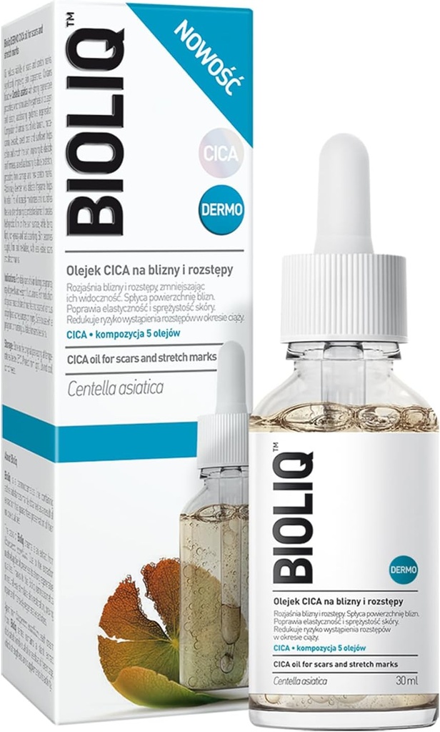 Bioliq - Dermo CICA Oil for Scars and Stretch Marks - Reduce la visibilidad, aumenta la elasticidad durante el embarazo, 5 aceites - 30 ml