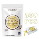 300 Pcs 2 en 1 Vitamina D3 10000 iu Plus K2 (MK-7) 200 mcg, Aceite de coco Softgels con vitaminas D &amp; K, Ayuda Hueso, Corazón &amp; Salud Inmune - Fácil de Tragar " No GMO