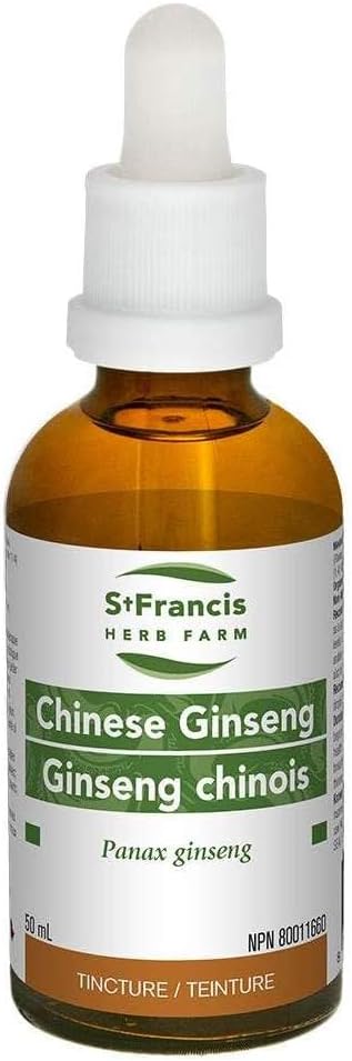 St Francis Herb Farm - Chinese Ginseng (Panax ginseng, root) Certified Organic Herbal Tincture Extract – traditionally used in Herbal Medicine as a supportive therapy for the promotion of healthy