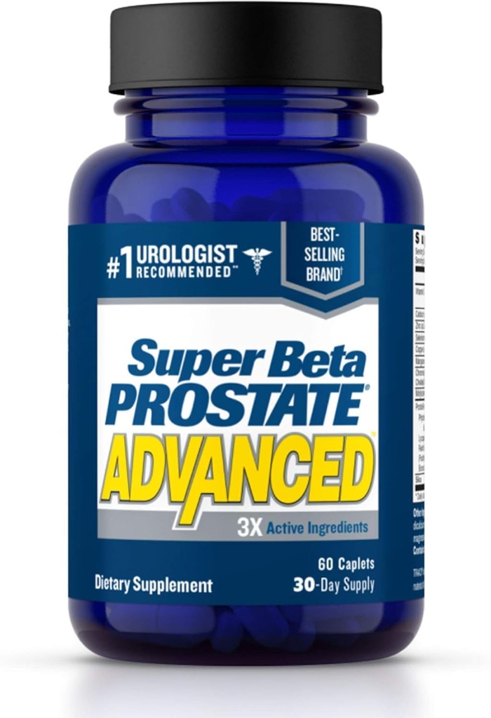 Super Beta Prostate Advanced Prostate Suplemento de Prostata para Hombres – Reducir los Viajes de Baño, Promover el sueño, apoyar la salud urinaria &amp; Vacío Emptying. Beta Sitosterol no vio Palmetto. (60 cápsulas, 1 botella)