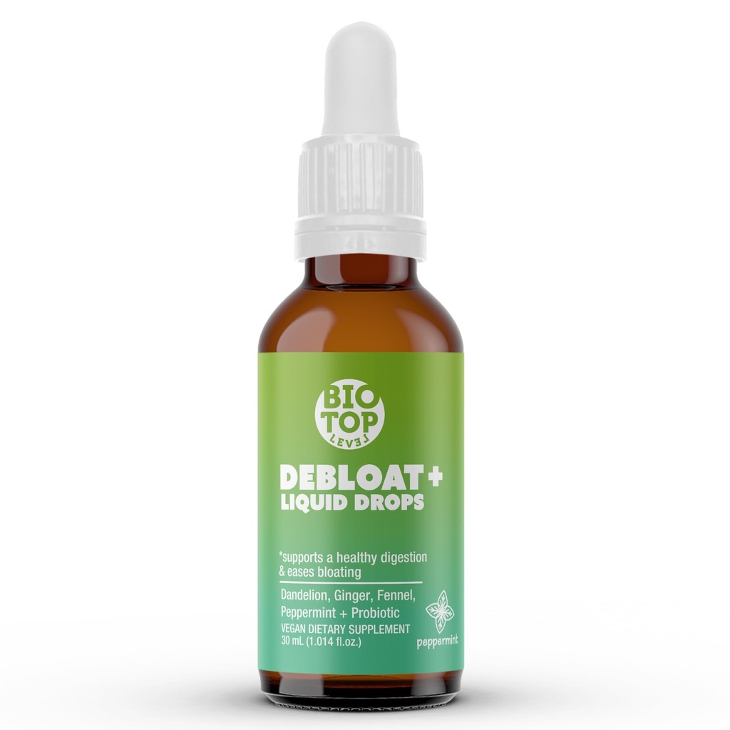 Debloat Organic Liquid Drops for Natural Gas &amp; Bloating Relief, Supports Digestive & Gut Health with Dandelion, Ginger, Fennel, Peppermint, Sugar-Free 1.0 Fl Oz.