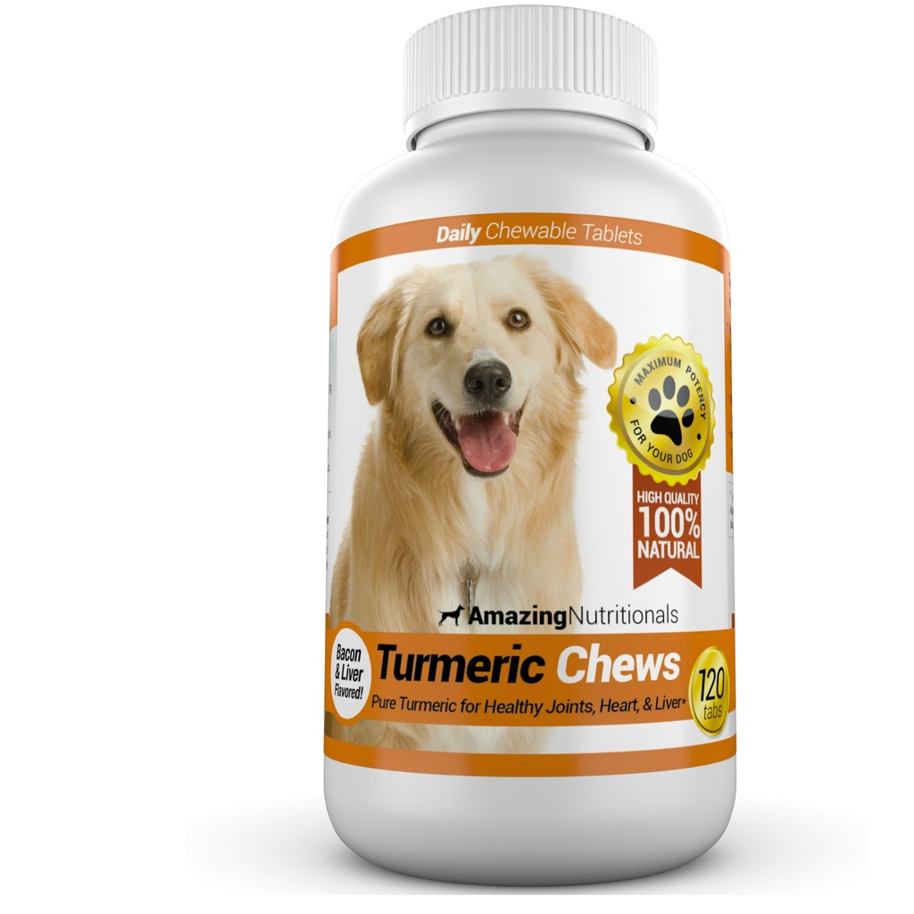 Increíble Turmeric para perros Curcumin Pet Antioxidant, elimina la inflamación del dolor conjunto, 120 Chews