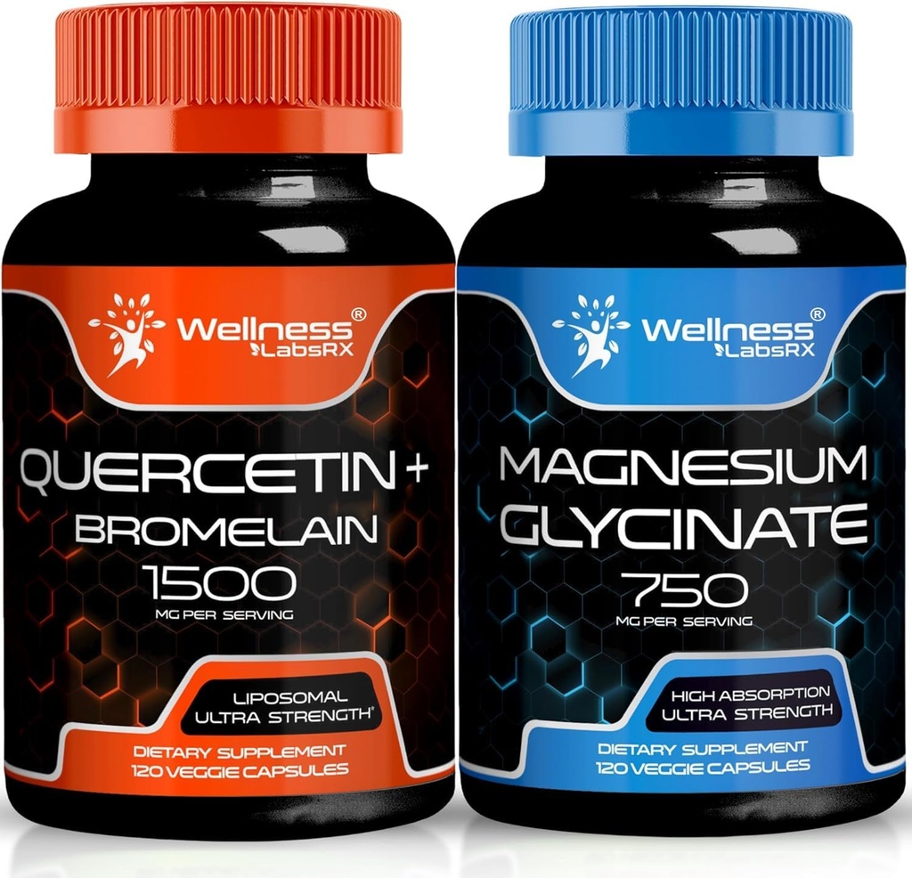 WELLNESS LABSRX Quercetina con Bromelain  durable Magnesium Glycinate Capsules