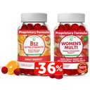Lunakai Vitamina B12 y Mangas Multivitamínicas de Mujeres Bundle - Suplemento No GMO & Vegan para el apoyo energético y la salud ósea - 100% Valor diario de 16 vitaminas y minerales esenciales - 30 días de suministro