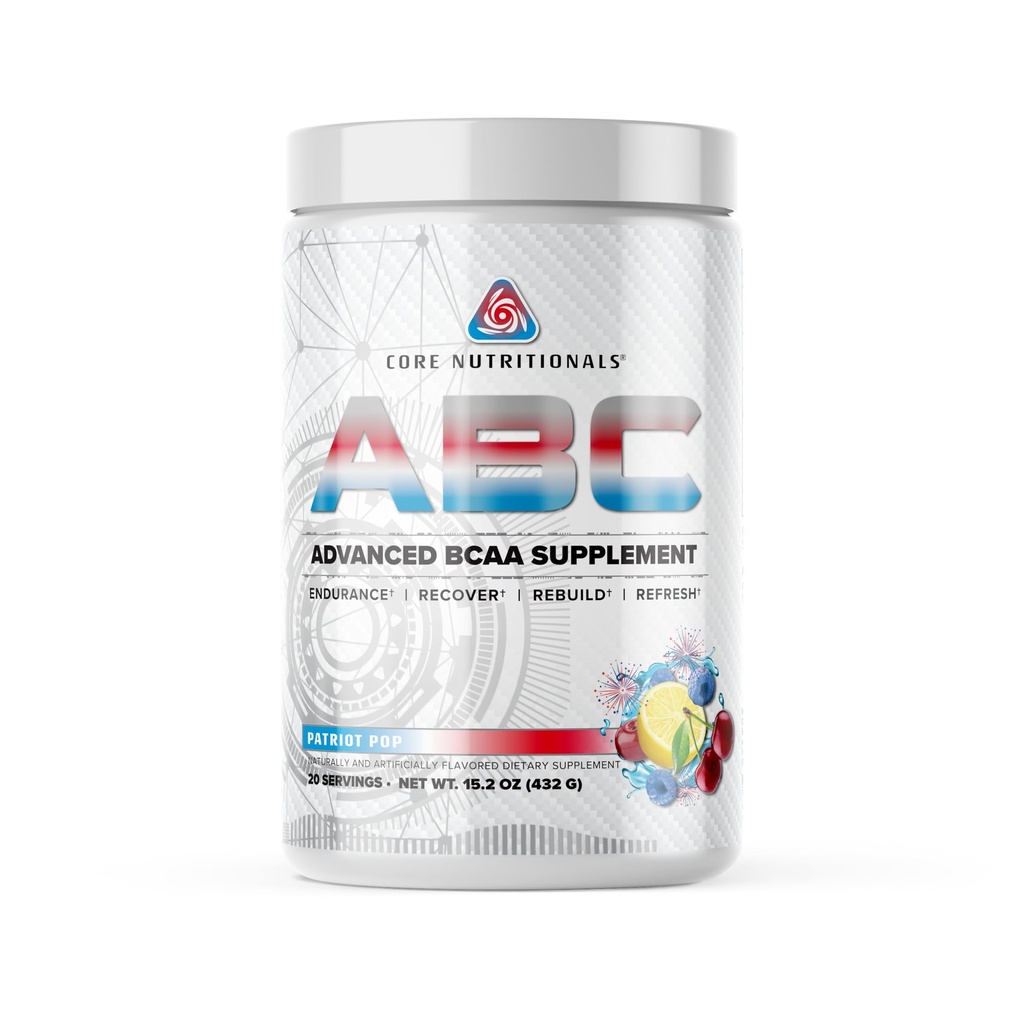 Nutriciones básicas ABC Avanzadas BCAA Suplemento Silencio Aminoácidos Recuperación Blend Silencio con Glutamine, Beta Alanine, Citrulline Malate Silencio 20 Servimientos (Patriot Pop)