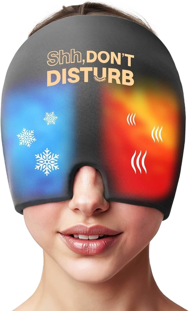 Migraine Relief Cold Cap – Reusable Gel Ice Pack Head Wrap for Headaches, Puffy Eyes, Sinus Pressure, Hangover – 360° Compression Migraine Hat for Women &amp; Hombre – Cooling Cap for Tension & Stress Relief