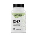 NutraBio Vitamina D3 K2 ← 5000 UI D3 como Cholecalciferol con vitamina K2 como MENA-Q MK7 (180mcg) ← Ayuda Bone and Heart Health ← Non-GMO, Gluten Free, Lactose Free ← 60 cápsulas vegetales