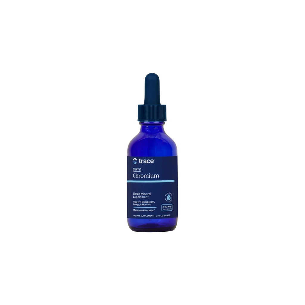 Trace Minerals Ionic Chromium 550 mcg - Suplemento dietético de apoyo Energía &amp; Crecimiento muscular - Suplemento de gota líquida con Magnesio, Cromo, Chloride &amp; Más - 2 fl oz (Aproximadamente 48 Servimientos)