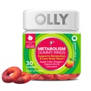 OLLY Metabolism Gummy Rings, Apple Sider Vinegar, Vitamina B12, Cromo, Energía y Salud Digestiva, Suplemento Chewable, Apple Flavor - 30 Conde