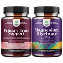 Bundle of D Mannose Capsules for Urinary Tract Health for Women Fast Acting Super Concentrated Cranberry 90ct and Pure Magnesium Glycinate 400mg Por Serving for Mood Sleep and Relaxation