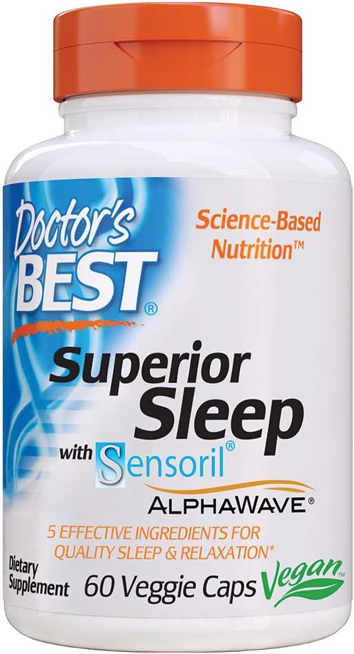 El mejor sueño superior del doctor con Sensoril, Fórmula Contiene Ashwagandha, 5-HTP, L-Theanine & GABA, 60 Condes