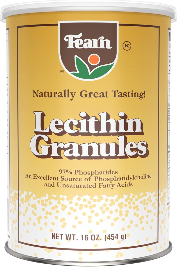 Fearn Natural Foods Soy Lecithin Granules – Emulsionador de grasa con Nutrientes Esenciales para la Salud, Mejorar la Textura de Cakes, Panes &amp; Gummies DIY, 16 Oz