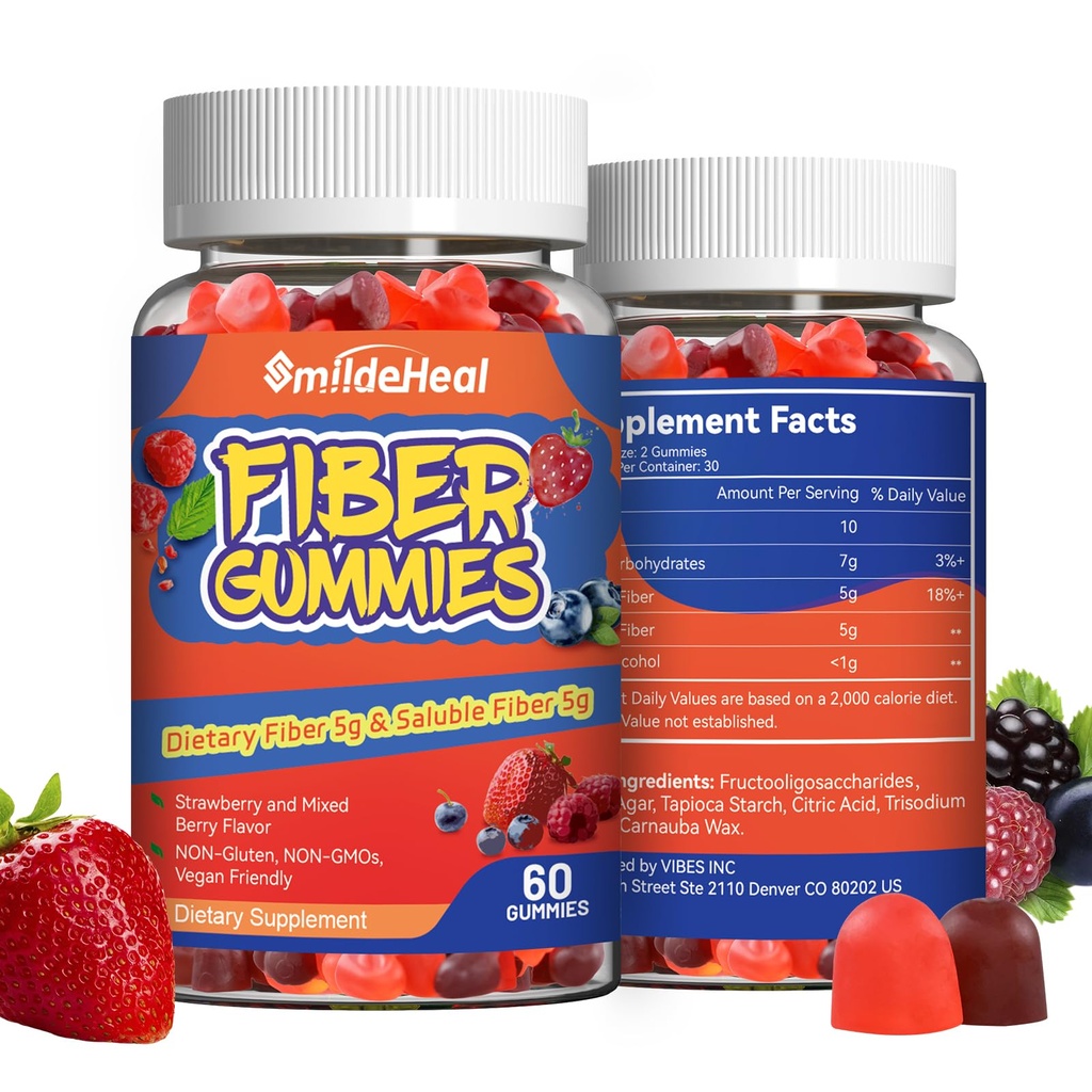 Fiber Gummies, Dietary Fiber , for Women and Men, 120 Count Gummies | Fiber Gummies, Dietary Fiber, for Women and Men, Gut Health Support,Mixed Berry and Strawberry Flavor, 120 Count Gummies