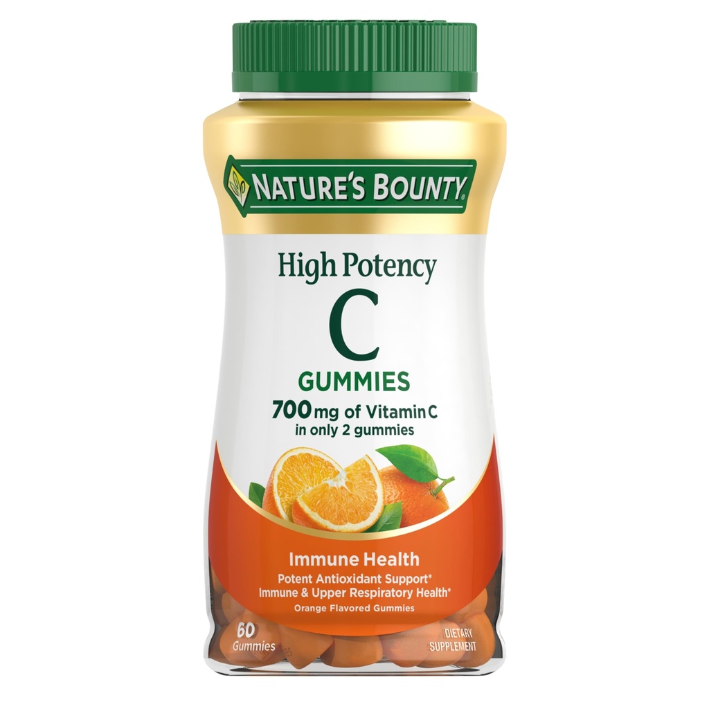 Gaviota de la naturaleza Vitamina C Gummies 700mg, High Potency Vitamin C Gummies Chewable para adultos, Suplemento de Apoyo Inmunitario, Suplemento dietético, Orange Flavor, 60 Ct