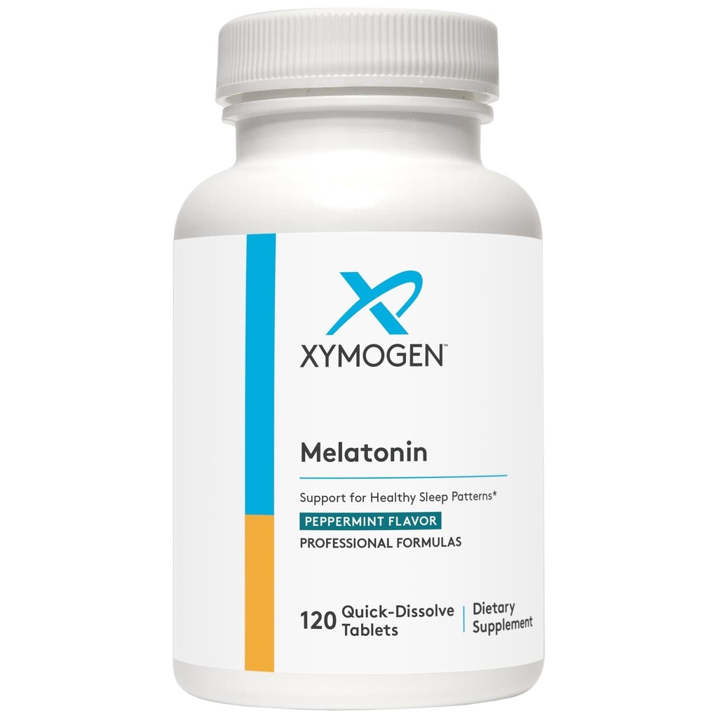 XYMOGEN Melatonina - Lozenges de menta - 3 mg Melatonina Suplemento para la Noche, Antioxidante + Soporte Inmunitario (120 Tabletas de resolución rápida)