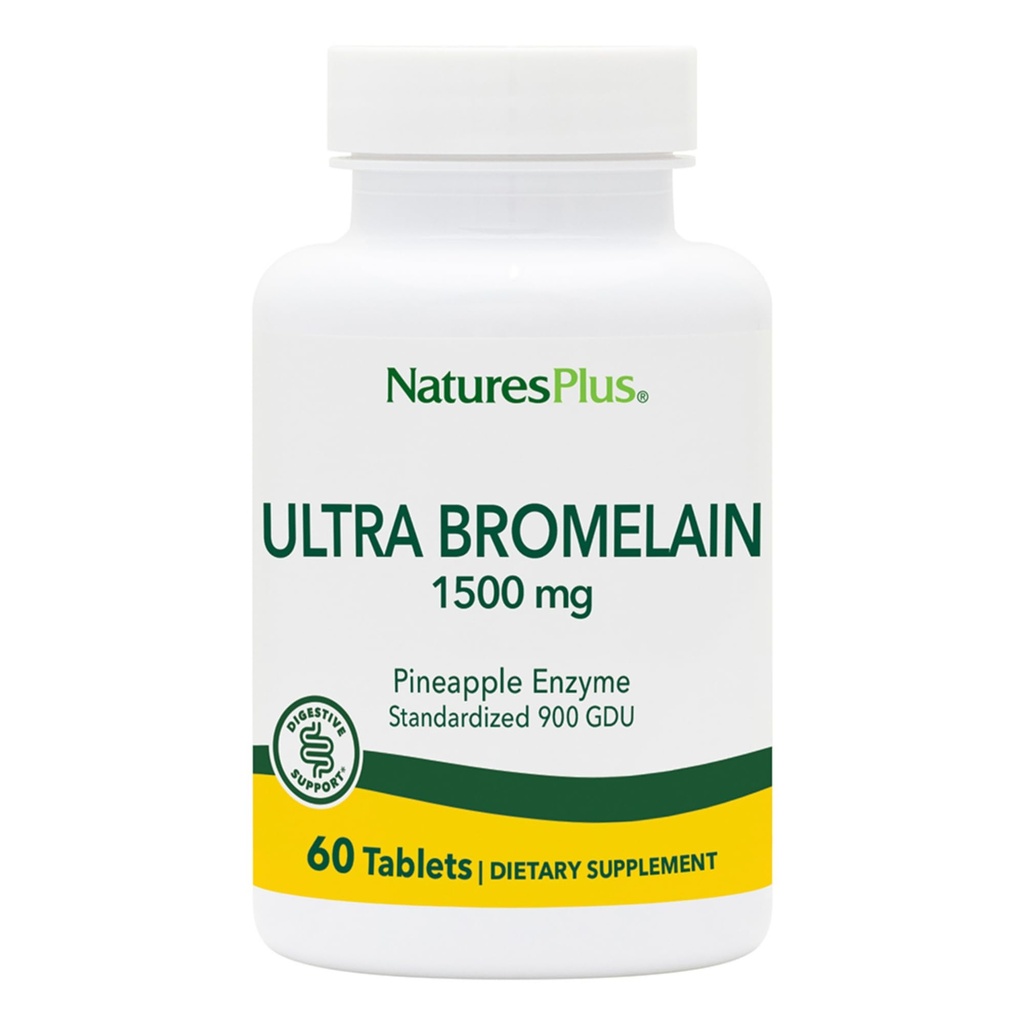 NaturesPlus Ultra Bromelain - 60 Tablets - 1500 mg de bromelaina de piña - Proporciona soporte conjunto y promueve la salud digestiva - 60 Servimientos