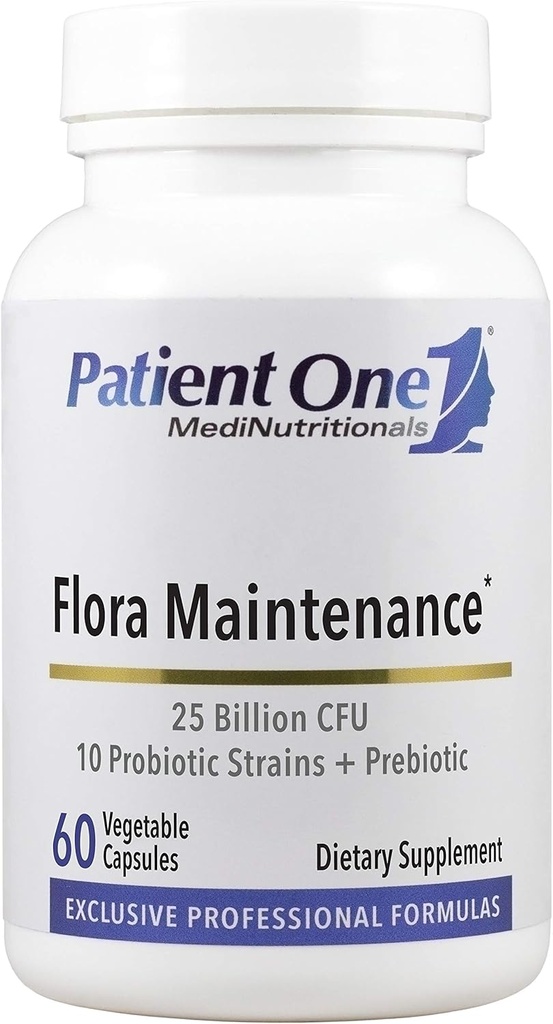 Mantenimiento de una flor del paciente ← Suplemento probiótico para la ayuda Flora intestinal equilibrada* Silencio 25 Billones CFU, 10 Strains probióticos, Prebiótico tóxico 60 cápsulas