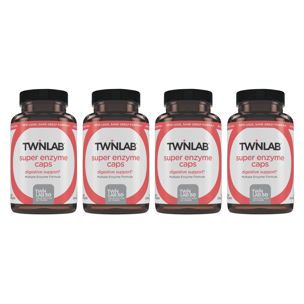Twinlab Super Enzyme Caps - Suplemento de estreñimiento con Enzymes Digestivos - 50 cápsulas (Pack of 4)