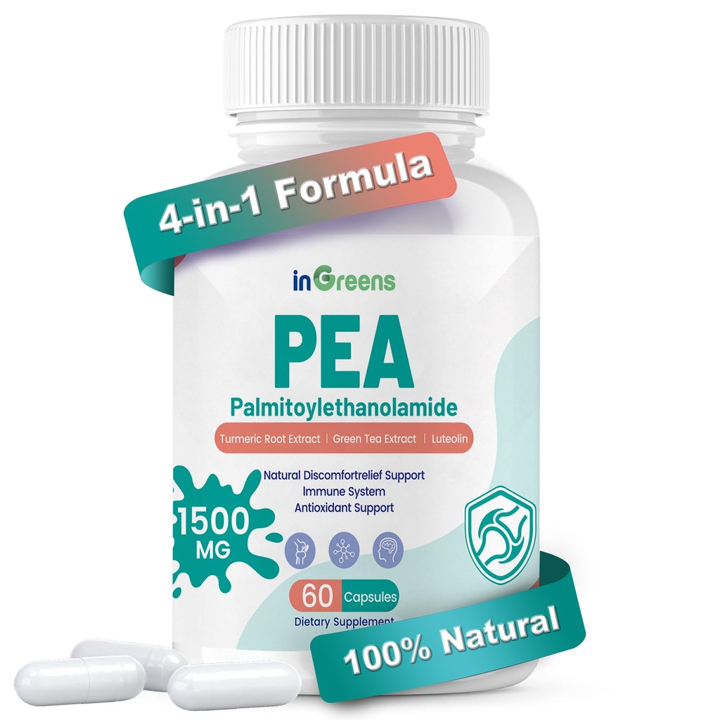 High Potency 4-in-1 Palmitoylethanolamide, 700mg Pea Suplemento para Hombres y Mujeres, Made in USA, 60 cápsulas