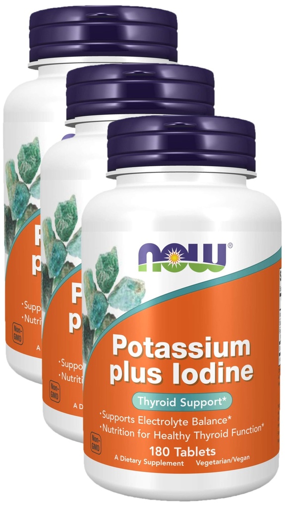AHORA Alimentos Potasio Plus Iodo, 180 Tabletas (Pack of 3)