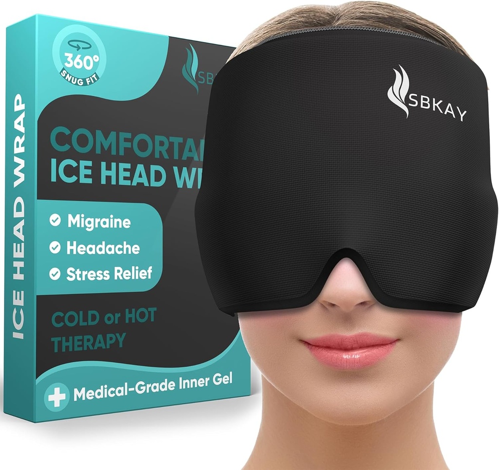 Cómoda Migraine Headache Relief Cap - Migraine Ice Head Wrap Con 360° Form Fitting Design - Gel Ice Cap - Natural Hot or Cold Therapy For Headache, Tension, Puffy Eyes, Stress -One Size se ajusta a todos