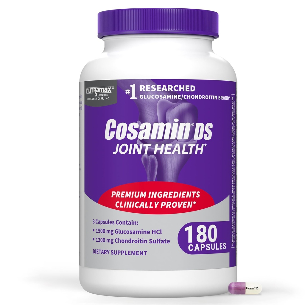 Nutramax Laboratories Cosamin® DS Joint Health Supplement with Glucosamine " Chondroitin for Men ' s Joint Health, 180 Capsules