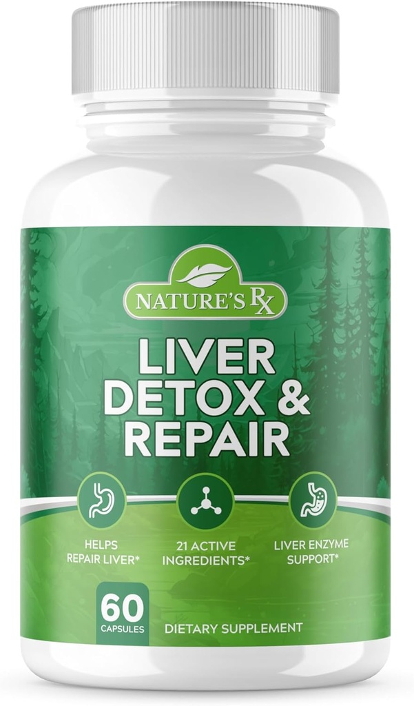 La RX de la Naturaleza tómese #1 RATED Premium Liver Cleanse " Detox ← Optimize Liver Function, Repair Liver Enzymes ← Ultra Dosed Formula w/ 21 potentes ingredientes latitud 3rd Party Tested + USA Made - 60 cápsulas