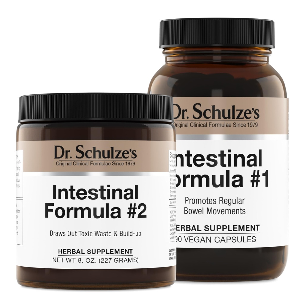 Fórmula Intestinal del Dr. Schulze #2 (8 onzas) y Fórmula Intestinal #1 cápsulas (90 cápsulas) - Suplementos Hídricos Orgánicos