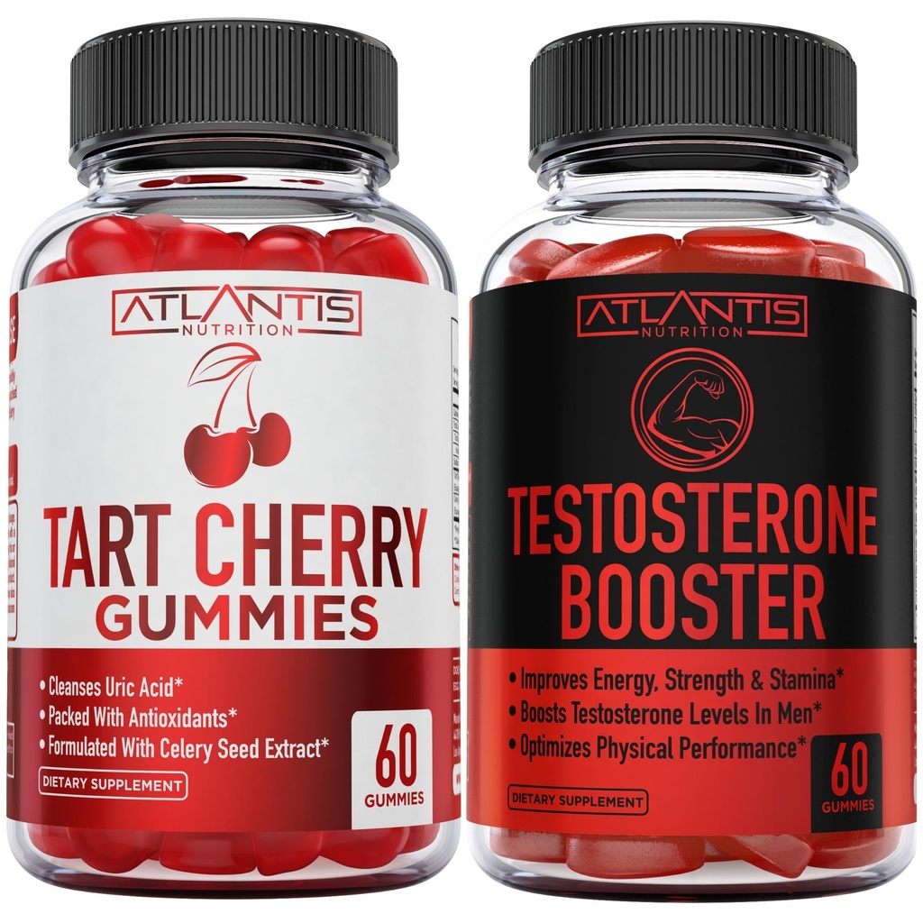 Atlantis Nutrición Tart Cherry 60 Gummies + Testosterona Booster 2-Pack (120 Gummies)