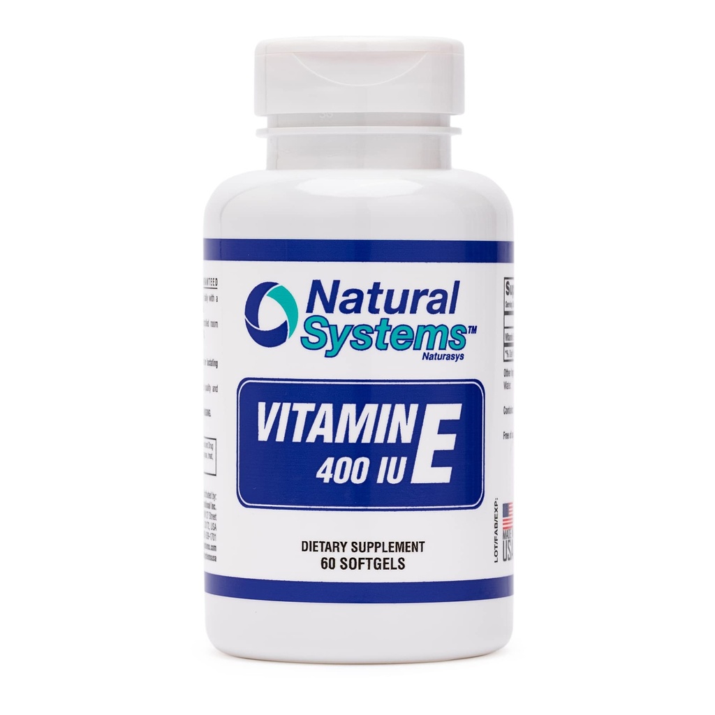 Vitamina E 60 Softgels 400 UI por Sistemas Naturales - Vitamina E Suplementos Apoyo al Sistema Inmunitario * - Vitamina E Softgels Cuidado de la piel - Vitamina Natural E No Azúcar, Sabores no artísticos o conservadores