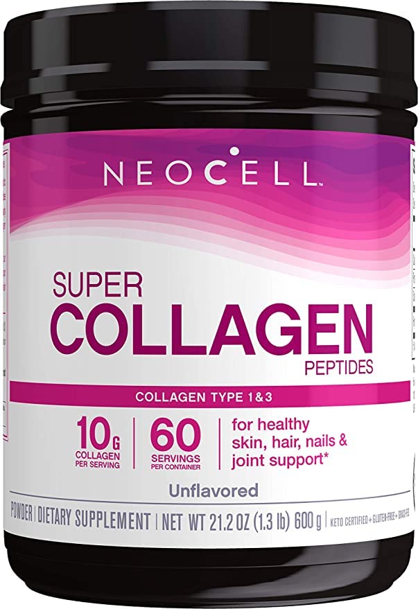 Peptides Super Collagen NeoCell, Colágeno Grass Tipos 1 y 3, Desflavorado, 21.2 Ounces (Package May Vary)