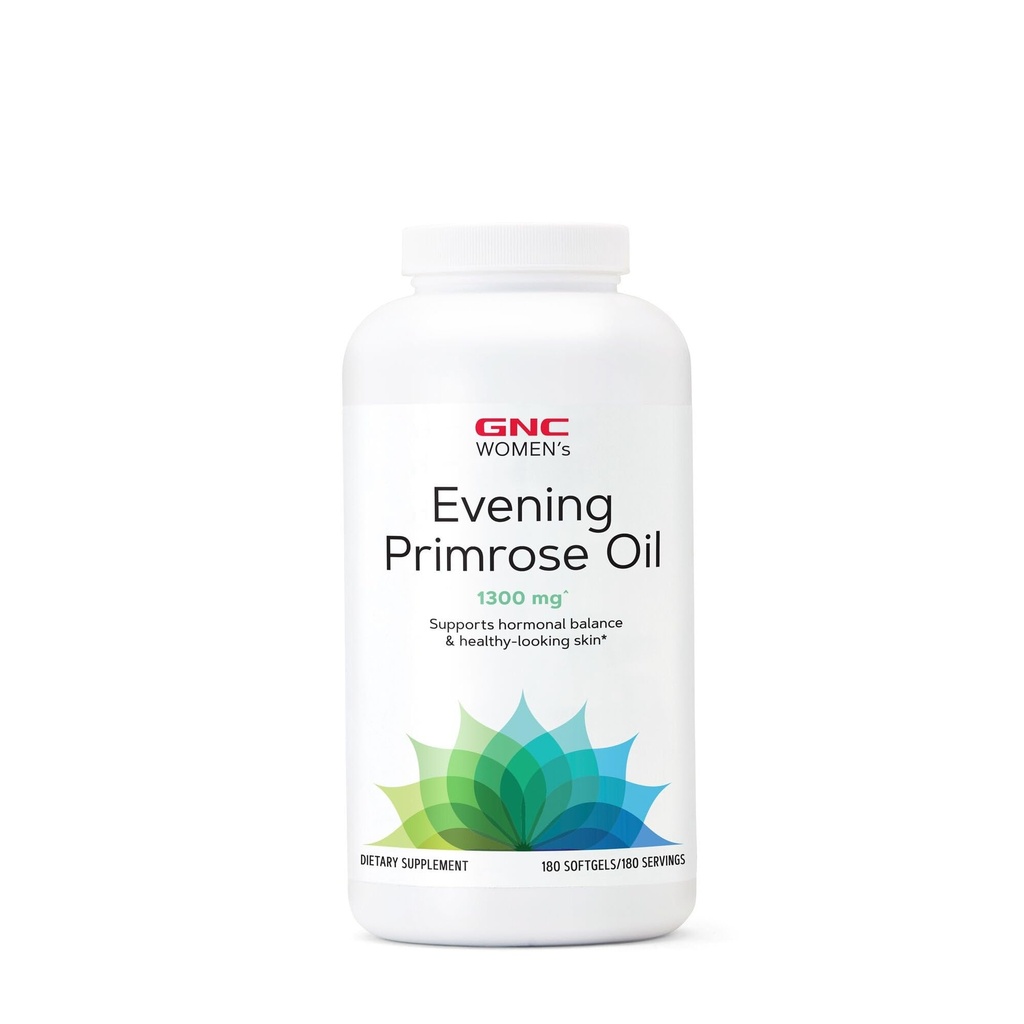 Aceite de pie de noche para mujeres GNC (EPO) 1300 mg TENIDO Apoyo Equilibrio hormonal, Inmunidad, Esquí saludable y salud cardiaca ← Vitamina diaria 180 Softgel Capsules