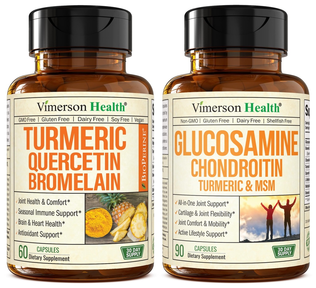 Quercetina con bromelaina y curcumina tormérica " Glucosamine Chondroitin MSM y Turmeric Joint Support Suplemento