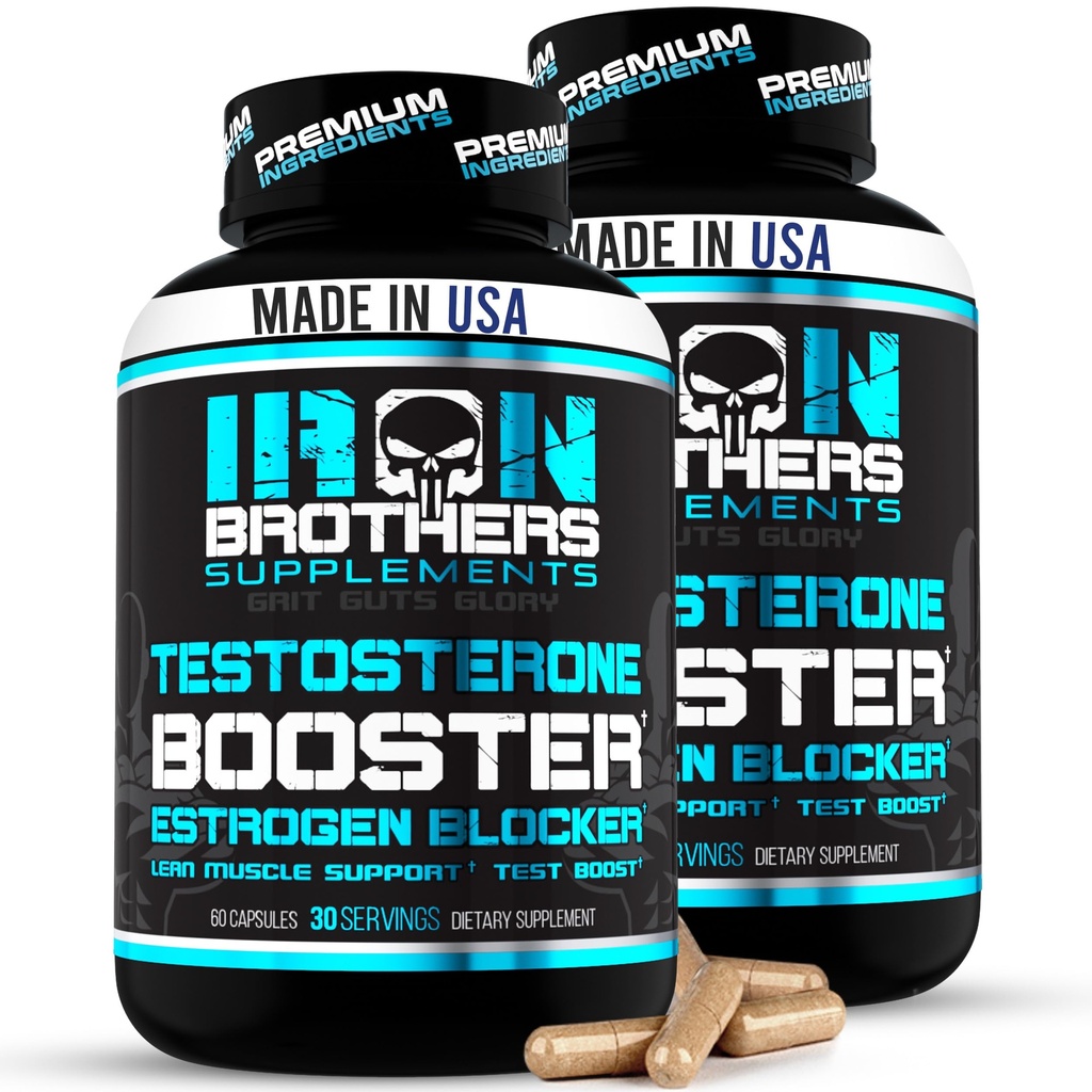 Booster de Prueba para Hombres con Bloqueador de Estrógeno - Suplemento Dietario Anti-Estrógeno - Inhibidor de Aromatasa Natural - Aumentar Libido & Strength 60 Capsules - Crecimiento muscular - Pérdida de Peso (2 Botellas)