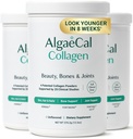 Colágeno ALGAECAL - 4 Péptidos clínicos VERISOL®, FORTIGEL®, UC-II®, FORTIBONE®, Anti-Aging Hydrolyzed Powder, 3 Packs, Made in USA