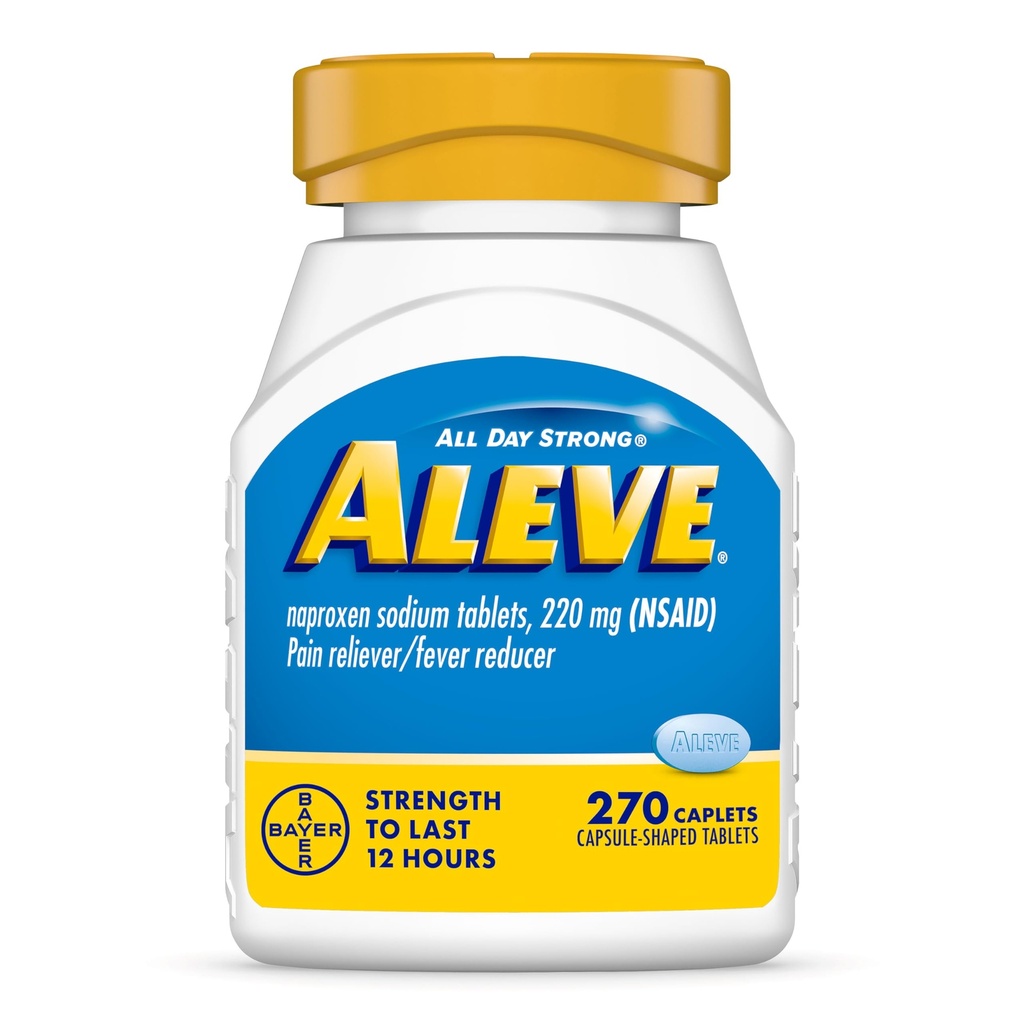 Alivio de Dolor de Aleve &amp; Reductor de Fiebre Naproxen Sodium Caplets, Alivio del Dolor Corporal, 270 Conde