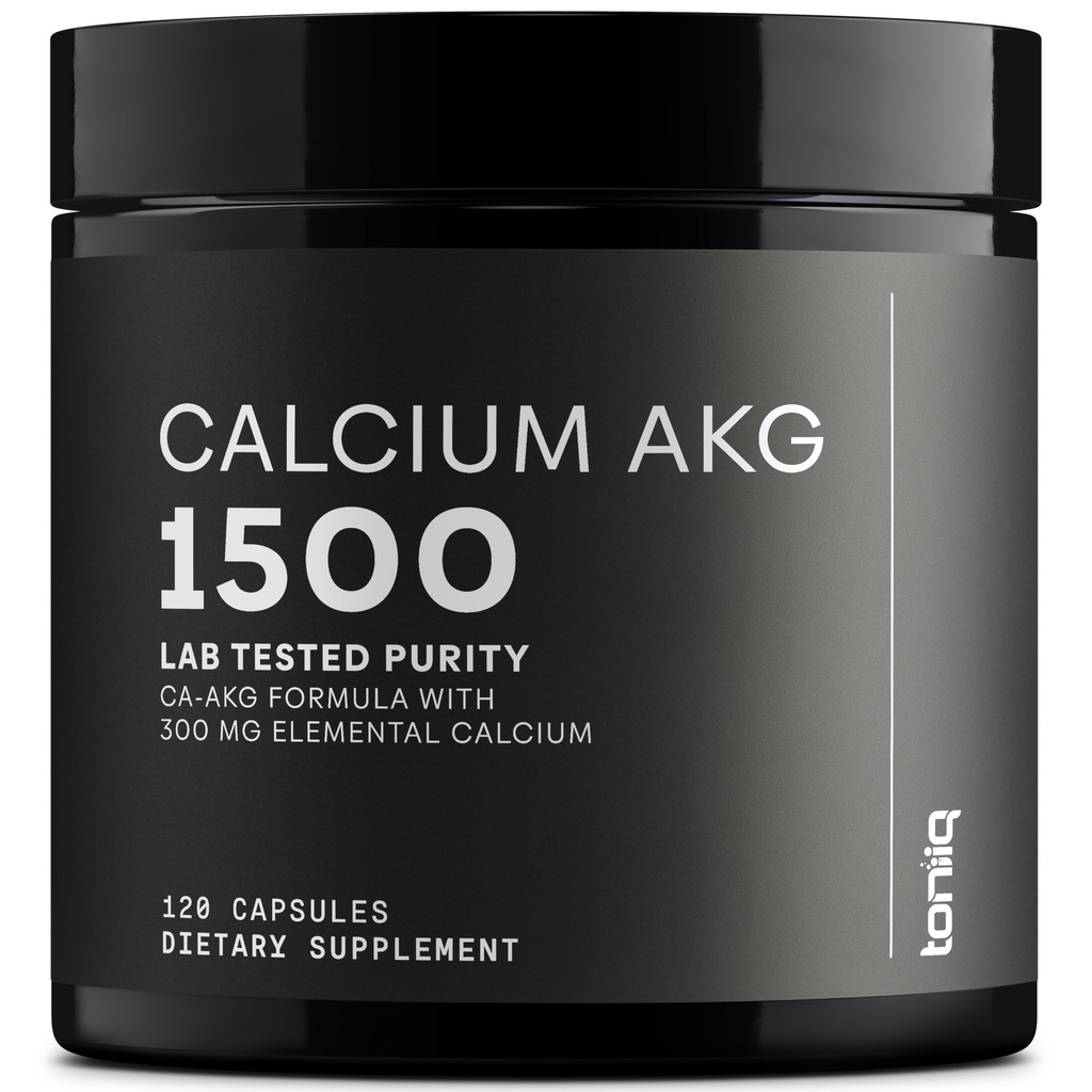 Toniiq 1500mg ultra alta pureza Ca AKG Suplemento - 99% + Altamente purificado y biodisponible Calcio Alpha-Ketoglutarate - Calcio AKG Longevity Suplemento - 120 Ca-AKG Vegetarian Capsules