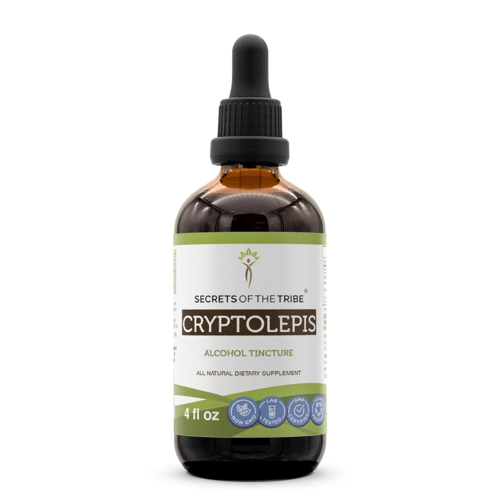 Secretos de la Tribu Cryptolepis Tincture Extracto de alcohol, gotas herbales de alta potencia, Tintura Hecha de Criptolepis silvestres Sanguinolenta 4 oz