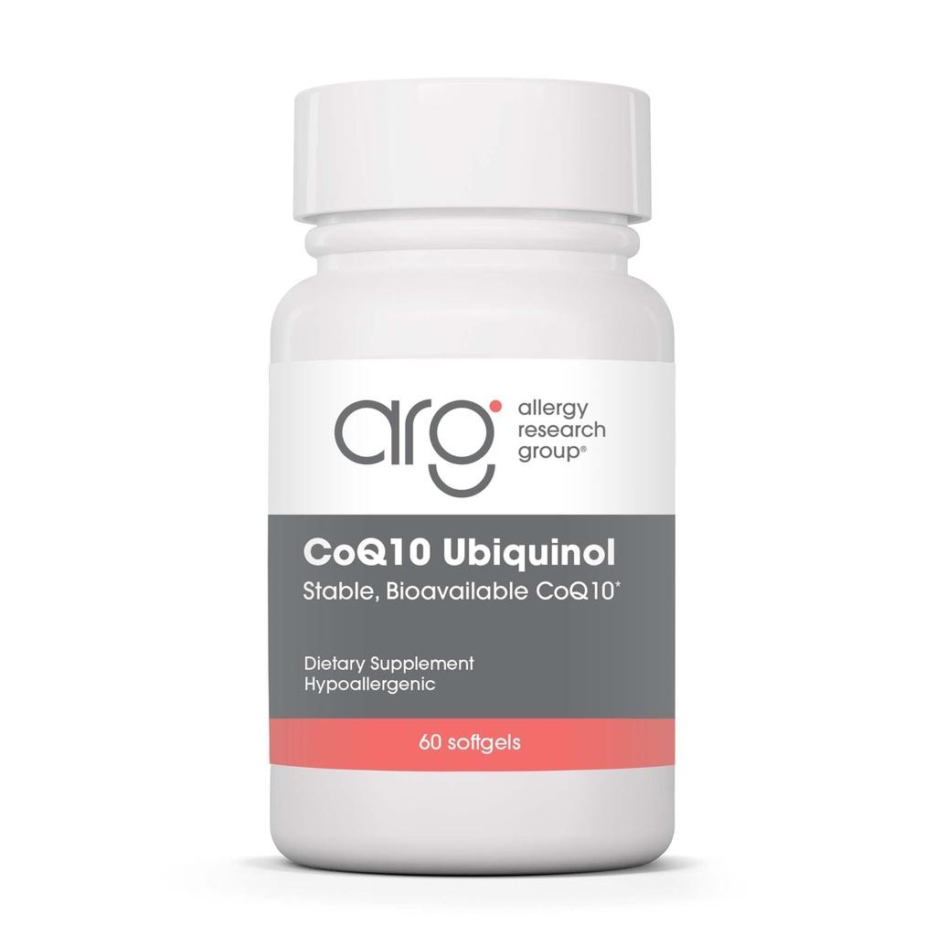 Grupo de Investigación de Alergia CoQH-CF Ubiquinol 100mg Suplemento - CoQ10 no oxidado, apoya la salud cardiovascular, soporte del sistema inmunológico, estable, biodisponible, Softgels - 60 Cuenta
