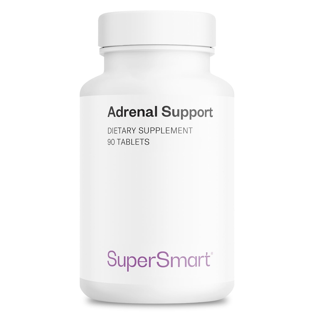 Supersmart - Soporte Adrenal (Fórmula Avanzada) - con Rhodiola Rosea, Santo Basil Tulsi, Magnesio - Suplemento de hierbas adaptógenas No GMO &amp; Gluten Gratis - 90 Tablets