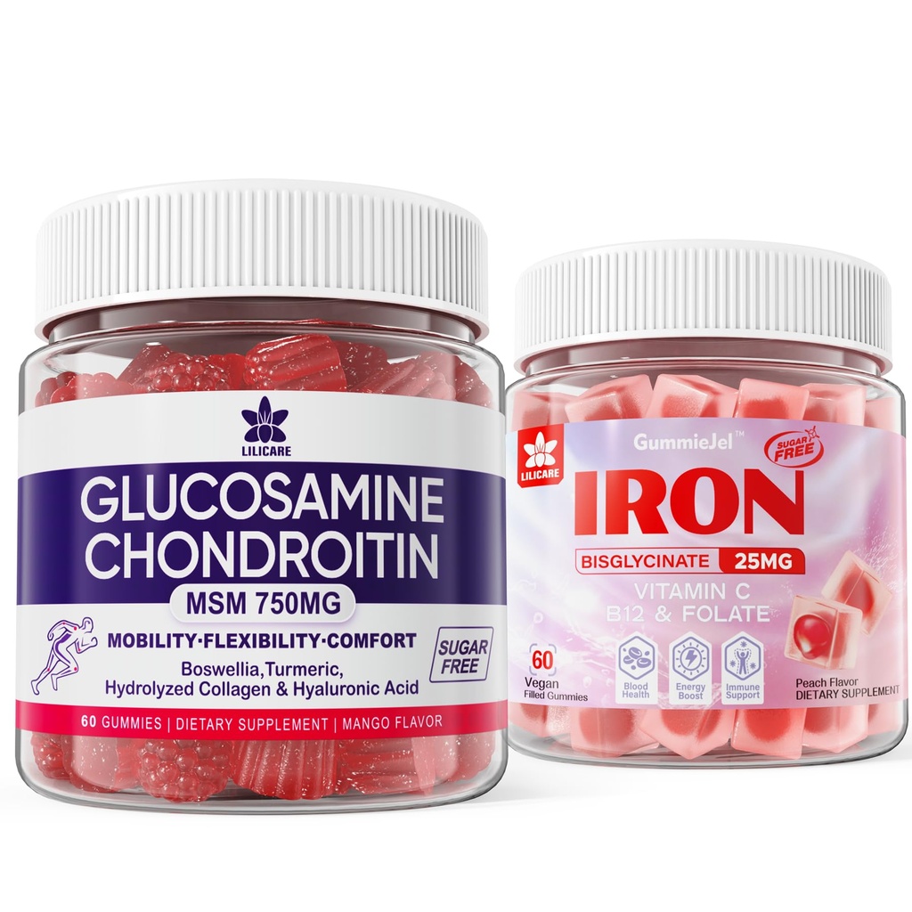 Glucosamina Chondroitin Gummies + Suplemento de Hierro para Mujeres