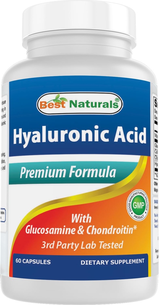 Mejores Naturales Ácido Hialurónico 100 mg 60 cápsulas - Soporte Juntas saludables y la piel juvenil