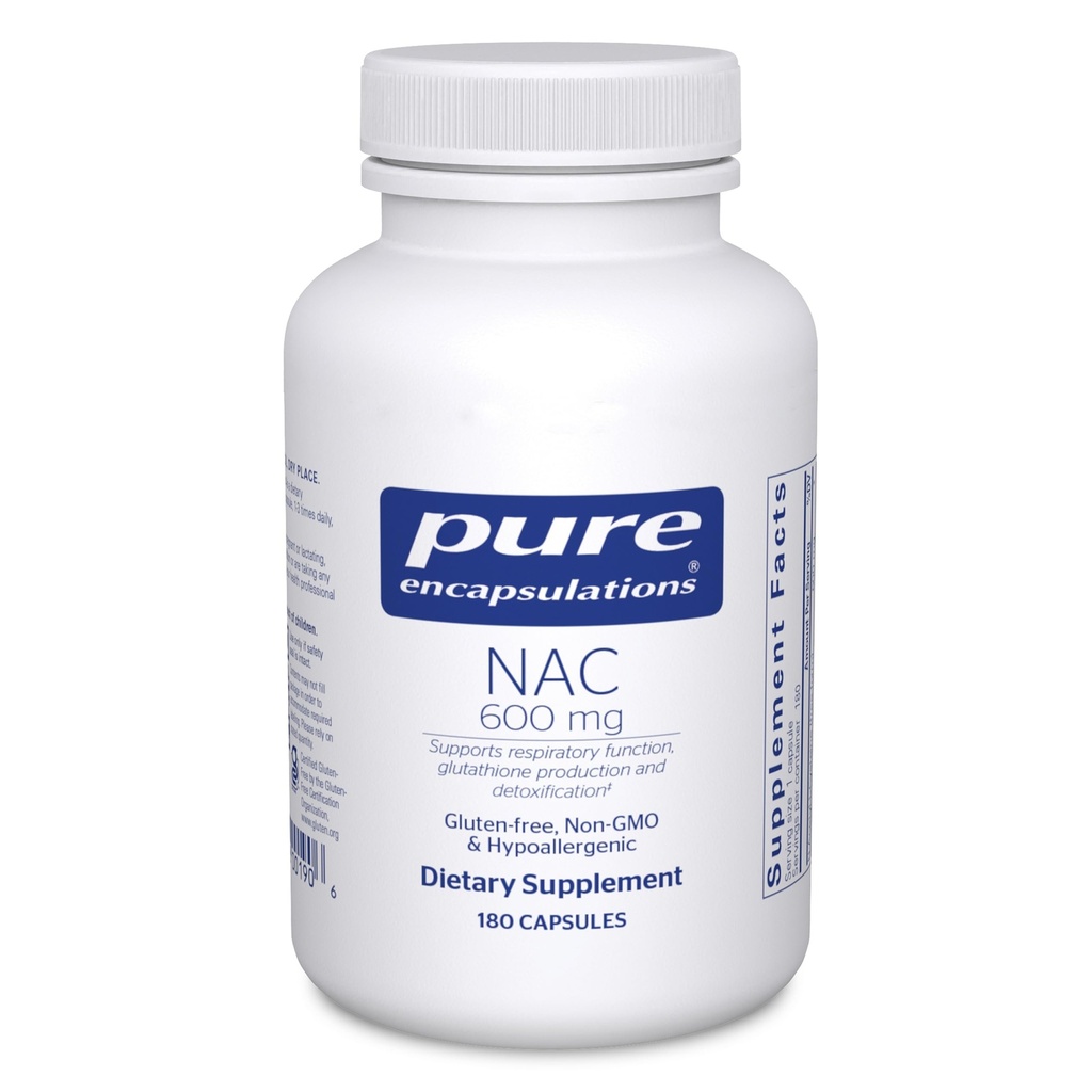Pure Encapsulations NAC 600 mg - N-Acetyl Cysteine NAC Suplemento para la salud pulmonar &amp; Immune Support, Liver Support " Antioxidants* - with Freeform N-Acetyl-L-Cysteine - 180 Capsules