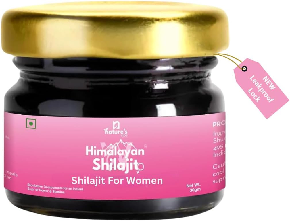 Shilajit puro de la naturaleza para las mujeres - Energía, Fuerza, Equilibrio hormonal para las mujeres, Oro Grado Un Shilajit Resin con Ashoka, Shatavari & Chastberry - 85+ Minerales - 60